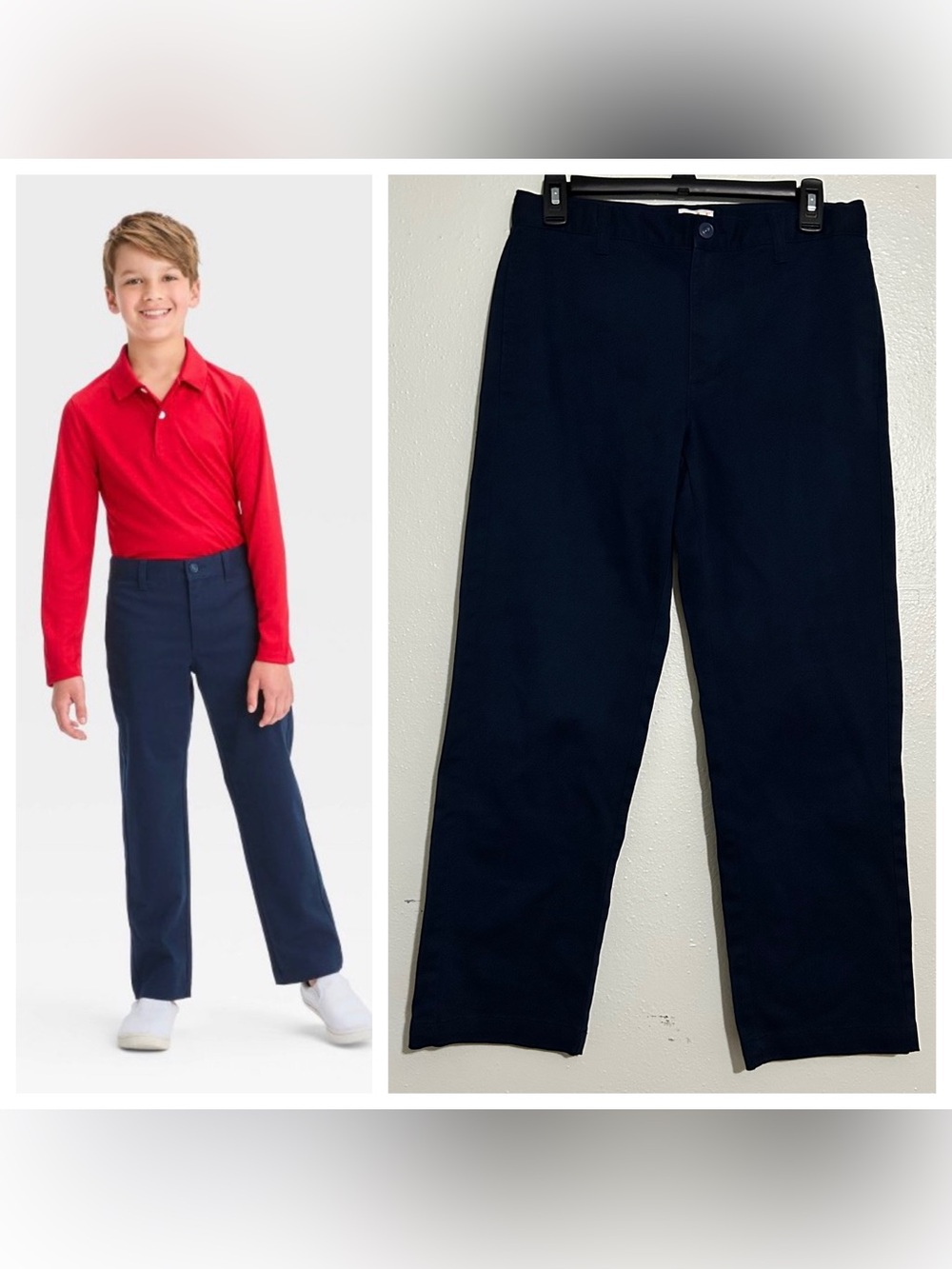 Cat & Jack Boy’s Straight Fit Uniform Pants Navy Blue Back To School Sz 14 EUC